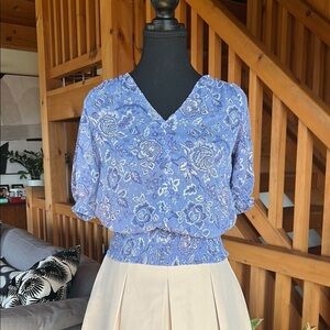 Rachel Rachel Roy Floral Sheer Smocked Button Peasant Blouse
